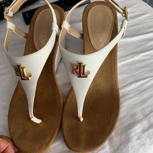 Ralph Lauren white wedge heels
